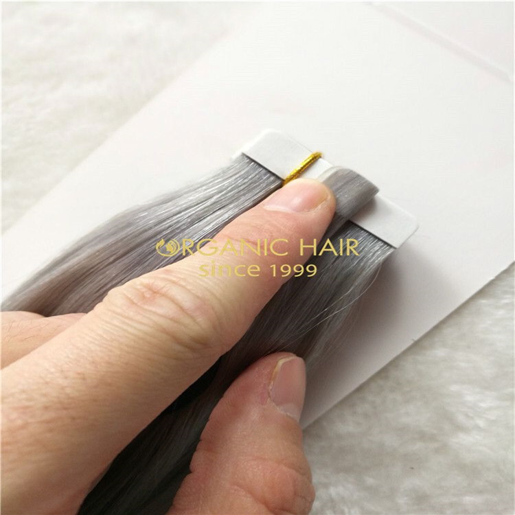 Cuticle intact silver tape-ins hair extension  H171